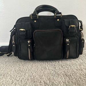 House of Flynn Black Mini Evermore Genuine Vintage Distressed Leather Camera Bag